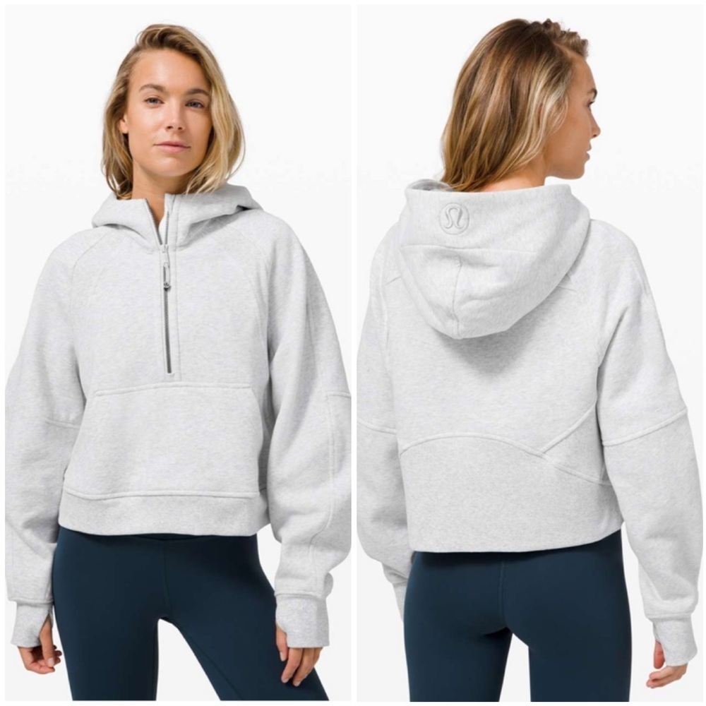 Lululemon Scuba Oversized 1/2 Zip Hoodie Heathered Core Ultra Light Grey XS/S - Picture 1 of 14